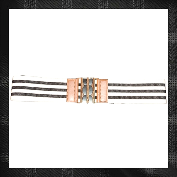 Charlotte Russe Black & White Wide Elastic Best Size Lg - Picture 4 of 6